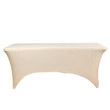 6ft Beige Spandex Stretch Fitted Rectangular Tablecloth