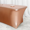 6FT Metallic Blush Rectangular Stretch Spandex Table Cover#whtbkgd