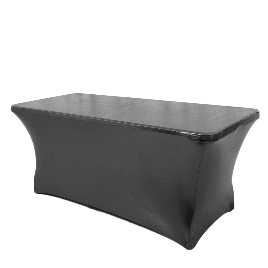 6FT Metallic Black Rectangular Stretch Spandex Table Cover