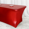6FT Metallic Red Rectangular Stretch Spandex Table Cover#whtbkgd