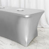 6FT Metallic Silver Rectangular Stretch Spandex Table Cover#whtbkgd