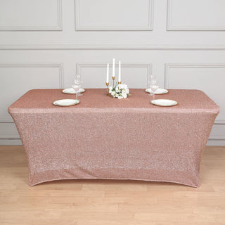 Add Glamour to Your Event with a Rose Gold Metallic Shimmer Tablecloth