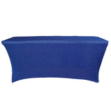 6ft Royal Blue Metallic Shimmer Tinsel Spandex Table Cover, Rectangular Fitted Tablecloth#whtbkgd