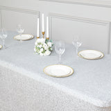 6ft Silver Metallic Shimmer Tinsel Spandex Table Cover, Rectangular Fitted Tablecloth