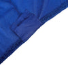 Royal Blue Metallic Shimmer Tinsel Spandex Table Cover With Plain Top, Rectangular Fitted Tablecloth