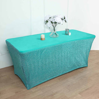 Create a Stunning Display with the Metallic Turquoise Spandex Table Cover
