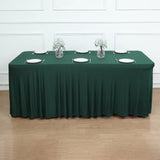 6ft Hunter Emerald Green Wavy Spandex Fitted Rectangle 1-Piece Tablecloth Table Skirt