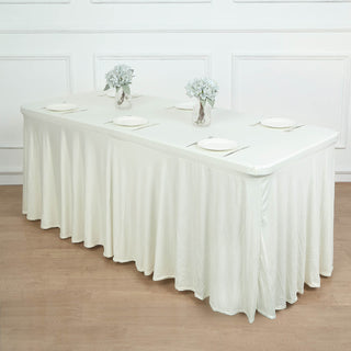 Effortless Elegance with the 6ft Ivory Wavy Spandex Fitted Tablecloth