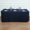 6ft Navy Blue Wavy Spandex Fitted Rectangle 1-Piece Tablecloth Table Skirt