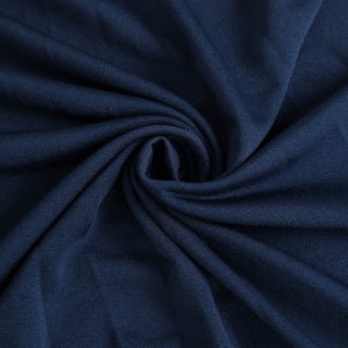 Enhance Your Event Decor with the Navy Blue Wavy Spandex Fitted Rectangle 1-Piece Tablecloth Table Skirt