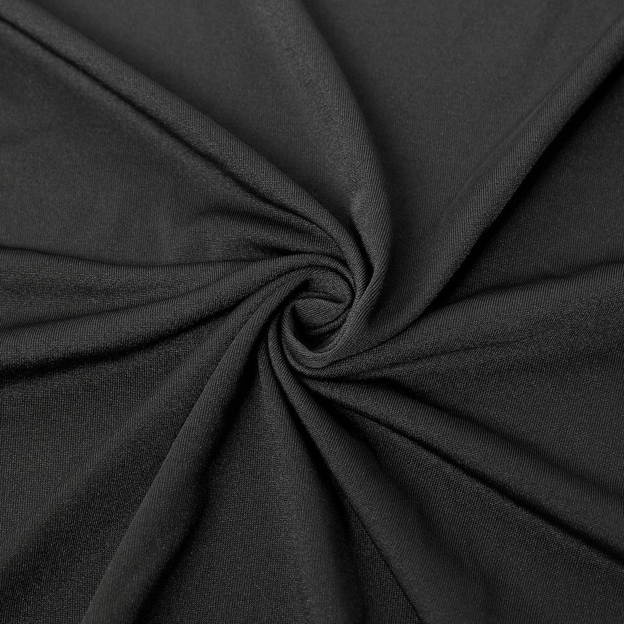 6ft Black Open Back Stretch Spandex Table Cover, Rectangular Fitted Tablecloth#whtbkgd