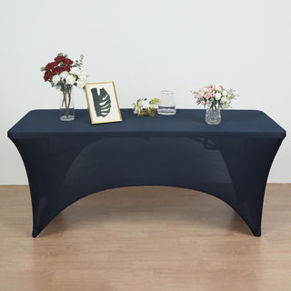 Create a Perfect Duet of Elegance and Glamour with the Navy Blue Spandex Table Cover