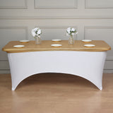 Metallic Gold Spandex Stretch Fitted Banquet Table Top Cover 6ft Wrinkle Free Fitted Table Cover