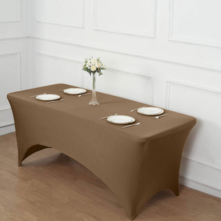 Add a Touch of Elegance with our Taupe Spandex Tablecloth