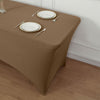 6ft Taupe Spandex Stretch Fitted Rectangular Tablecloth