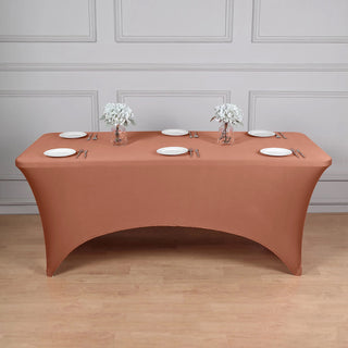 Elegant Terracotta (Rust) Spandex Tablecloth for a Perfect Event Décor