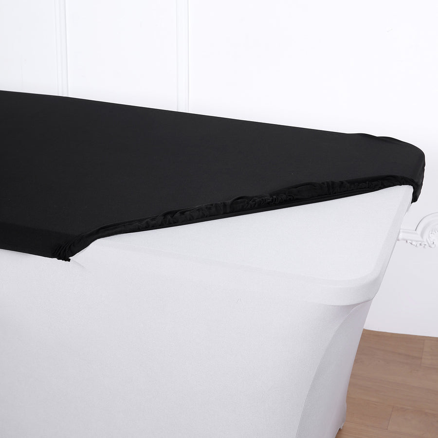 6FT Black Rectangular Stretch Spandex Table Top Cover