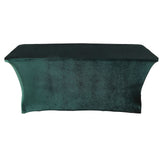 6ft Hunter Emerald Green Premium Velvet Spandex Rectangular Tablecloth With Foot Pockets
