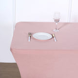 Dusty Rose Stretch Spandex Rectangle Tablecloth 8ft Wrinkle Free Fitted Table Cover