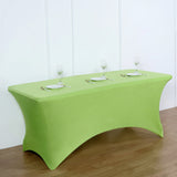 Apple Green Stretch Spandex Rectangle Tablecloth 8ft Wrinkle Free Fitted Table Cover