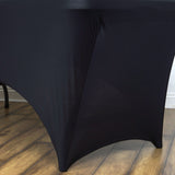 Black Stretch Spandex Rectangle Tablecloth 8ft Wrinkle Free Fitted Table Cover