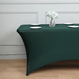 Hunter Emerald Green Stretch Spandex Rectangle Tablecloth 8ft Wrinkle Free Fitted 