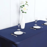 Navy Blue Stretch Spandex Rectangle Tablecloth 8ft Wrinkle Free Fitted Table Cover