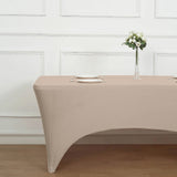 Nude Stretch Spandex Rectangle Tablecloth 8ft Wrinkle Free Fitted Table Cover