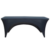 8ft Navy Blue Open Back Stretch Spandex Table Cover, Rectangular Fitted Tablecloth