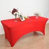 8ft Red Open Back Stretch Spandex Table Cover, Rectangular Fitted Tablecloth