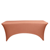 Terracotta (Rust) Stretch Spandex Rectangle Tablecloth 8ft Wrinkle Free Fitted Table
