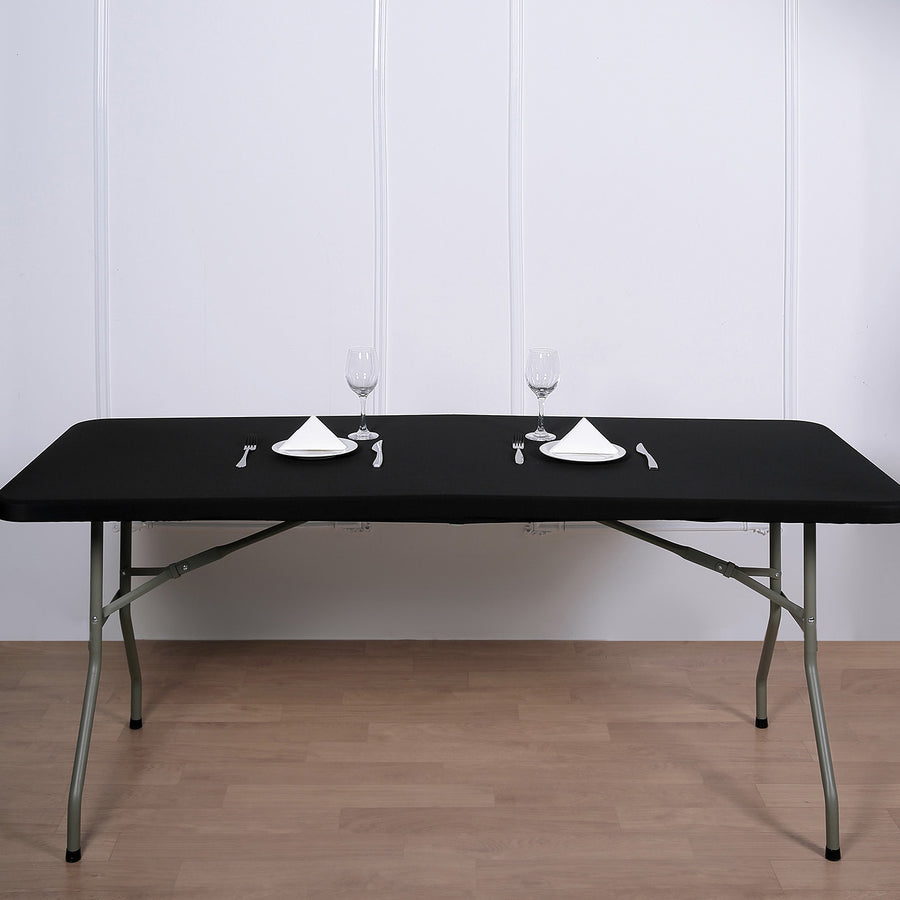 8FT Black Rectangular Stretch Spandex Table Top Cover