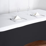 8FT White Stretch Spandex Banquet Tablecloth Top Cover