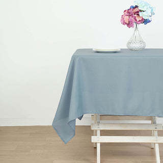 Enhance Your Event Decor with the Dusty Blue Square Seamless Polyester Table Overlay
