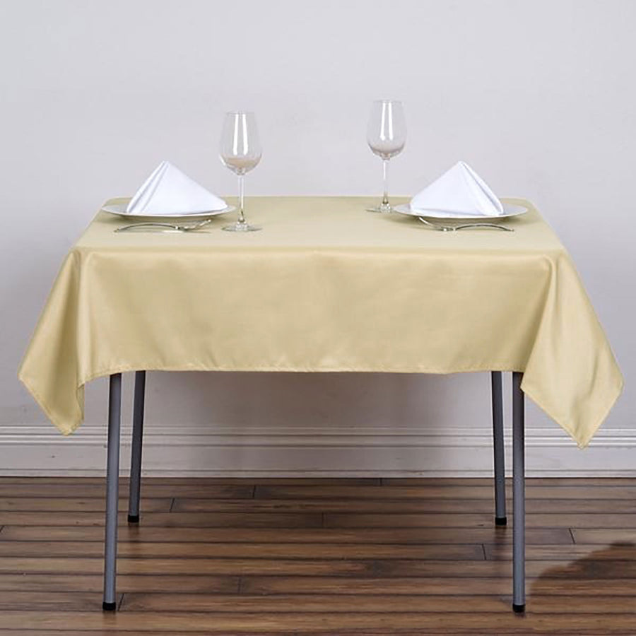 54 inch Champagne Square Polyester Table Overlay