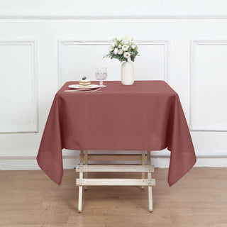 Add Elegance and Sophistication with the 54"x54" Cinnamon Rose Seamless Polyester Square Tablecloth