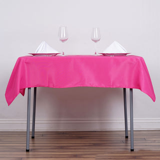Create a Stunning Table Setting with the Fuchsia Square Seamless Polyester Table Overlay