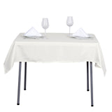 Ivory Polyester Square Tablecloth, 54x54 Inch Table Overlay