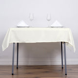 Ivory Polyester Square Tablecloth, 54x54 Inch Table Overlay