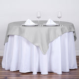 Silver Polyester Square Tablecloth, 54"x54" Table Overlay