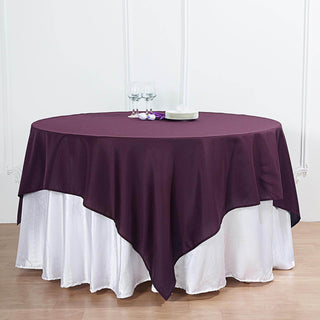 Elegant Eggplant Square Seamless Polyester Table Overlay