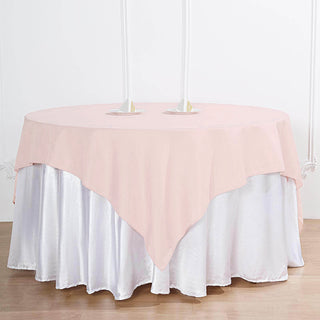 Upgrade Your Event Decor with the Blush Square Seamless Polyester Table Overlay