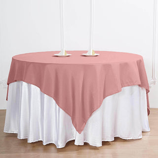 Dusty Rose Square Seamless Polyester Table Overlay: The Perfect Addition to Your Event Decor