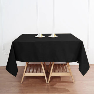 Add Elegance to Your Event with the 70"x70" Black Premium Seamless Polyester Square Tablecloth