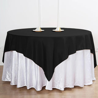 Black Premium Seamless Polyester Square Table Overlay - Add Elegance to Your Events