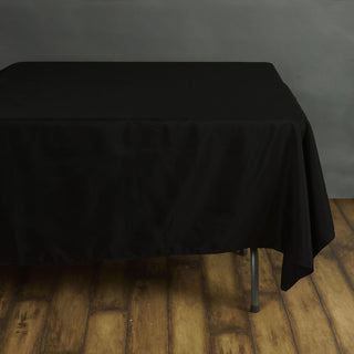 Durable and Stylish: 70"x70" Black Square Seamless Polyester Tablecloth