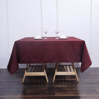 Dress Your Tables to Perfection with the Burgundy Square Seamless Polyester Table Overlay