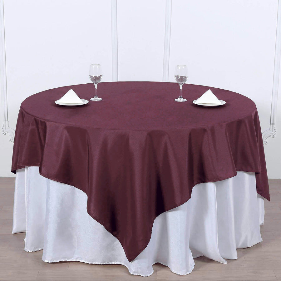 70inch Burgundy Square Polyester Table Overlay