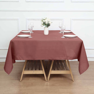 Add Elegance to Your Event with the 70"x70" Cinnamon Rose Seamless Polyester Square Tablecloth