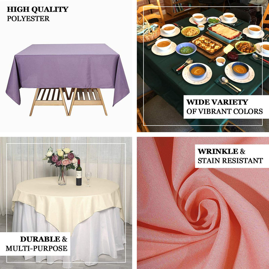 70"x70" Burgundy Square Seamless Polyester Tablecloth